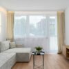 minimalist living room interior with natural light